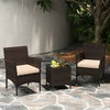 PE Rattan Wicker Chairs 3 Pieces Patio Furniture Set-Beige