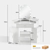 Corner Dressing Table with LED Lights Arch Mirror Vanity Make up Desk Stool Set