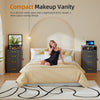MakeUp Vanity Set with Visible Glass Desktop, Compact Vanity with 3 Drawers