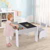 Kids Table and Chair Set 4-in-1 Wooden Activity Table and 2 Chairs for Drawing