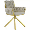 360° Rotatable Dining Chairs Velvet Padded Metal Legs Kitchen Swivel Chair Beige