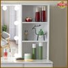 Dressing Table LED Light Makeup Desk w/Mirror and Stool Cabinet Drawer Shelves
