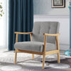 Fabric Upholstered Armchair Solid Wooden Frame Single Sofa Button Back Armchair