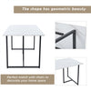 Kitchen Dining Table 140 cm Rectangular Marble Effects MDF Tabletop Metal Legs