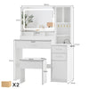 Dressing Table Set Vanity Desk with LED Light Mirror Stool Drawers Bedroom White