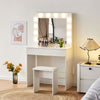 Dressing Table LED Lights & 1 Drawer Makeup Table with Mirror Bedroom White Gift