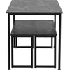 Dining Table and Chairs Set Wood Marble Effects Table Dining Set 2 Bench Seats