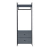 Industrial Open Wardrobe Clothes Rail Rack With 2 Drawers
