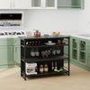 Industrial Bar Cabinet Kitchen Storage Sideboard W/ Rack Glass Holders