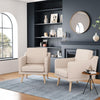 Upholstered Living Room Accent Chair Reading Armchair Linen Single Sofa Wood Leg