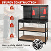 Metal Work Bench Garage Worktable Storage Table W/ Pegboard Shelves & Drawers