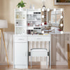 White Dressing Table with LED Lighted Mirror Stool Drawer Vanity Set Makeup Desk