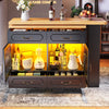 BAR TABLE WITH STORAGE CABINET KITCHEN ISLAND LED SIDEBOARD & 3 TIER SPICE RACK