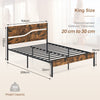 Metal Bed Frame Industrial Platform Bed King Size-Brown
