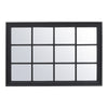Black Industrial Style Window Style Rectangle Wooden Frame Wall Mirror Decor