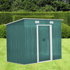 Outdoor Tool Box with Base Pent Roofing Steel Garden Shed House,Green,4ftx6ft