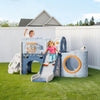 Toddler Slide Set,8in1 Kids Slide Playset wBasketball Hoop and Tunnel Playground
