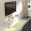 140cm White Floating TV Unit Cabinet Wall Mounted TV Stand with LED Lights UK