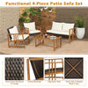 4Pcs Outdoor Rattan Patio Sofa Set Garden PE Wicker Chair Table Set w/Cushions