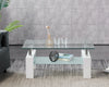 Coffee Table Clear Glass Top Frosted Shelf and White High Gloss Legs Modern Home