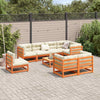 Iiaky 9 Piece Garden Sofa Set Wax Brown Solid Wood Pine,Garden Corner S8T9