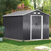 Lifelook 6ft x 8ft Garden Shed Tool Storage w/ Foundation Kit Vents Grey Black