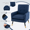 Armchair Blue Linen Fabric Tufted Back Metal Legs Upholstered Accent Chair