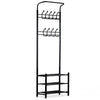 Industrial Coat Rack Vintage Shoe Stand Hallway Storage Bench Rustic Shelf Hooks