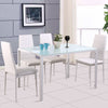 120cm Dining Table With 4/6 Chairs Set Glass Top Faux Leather Home Kitchen White