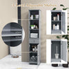 Freestanding Bathroom Storage Cabinet with 3 Open Shelves & Door Cabinet Grey