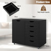 Wooden Vertical Storage Dresser Cabinet 5-Drawer Chest with Door-Black