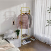 Heavy Duty Gold Clothes Rail Garment Coat Rack Stand Bag Scarf Hooks Hall Tree