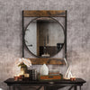 Industrial Metal Wood Frame Wall Mirror Bathroom Living Room Decorative Mirror