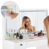 White Dressing Table with LED Mirror Wood Makeup Desk 3 Drawers Stool Bedroom