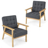 Set of 2 Modern Upholstered Accent Sofa Chair Armchair w/ Rubber Wood Armrests