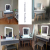 Dressing Table Stool Set Dimmable LED Lighted Mirror 2 Drawer Makeup Vanity Set