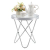 Round Corner Side Table Silver End Table with Glass Top Metal Frame Living Room