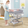 Foldable Waterproof Diaper Changing Station w/ Large Storage Rack-Grey