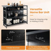 Industrial Wine Bar Cabinet Kitchen Storage Sideboard W/ Wine Rack Glass Holders