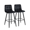 2X Velvet Bar Stools Black Breakfast Pub Chair Kitchen Modern 65 cm Seat High