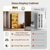 Display Cabinet with Glass Door, 4-Tier Curio Cabinet with 3 Color Lights Black