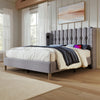 Upholstered Bed 4ft6 Double Bed frame with Wood Slats & Winged Headboard, Grey