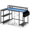 L-Shaped Gaming Desk 120 cm Computer Desk with LED Lights-Black