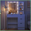 Modern 4 Drawers Dresser Table with 10 LED Bulbs Makeup Mirror Vanity Desk