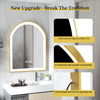 LED Gold Arched Bathroom Mirror Anti-fog Wall Vanity Mirror Over Dressing Table