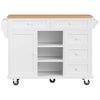 Rolling Kitchen Island Storage Trolley with Wood Effect Top & 5 Drawers White