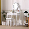 White Dressing Table with Mirror and Stool, 5 Drawers for Storage, 75x40x141.5cm