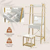 Vanity Table Set Wooden Makeup Dressing Desk & Stool w/Flip Top Mirror Golden