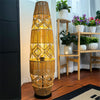 93CM Tall Natural Rattan Floor Lamp Boho Design Lamp Grid Shade Indoor Lighting