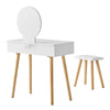 Dressing Table With Stool Led Lights Vanity Makeup Desk Set With 2 Drawers White